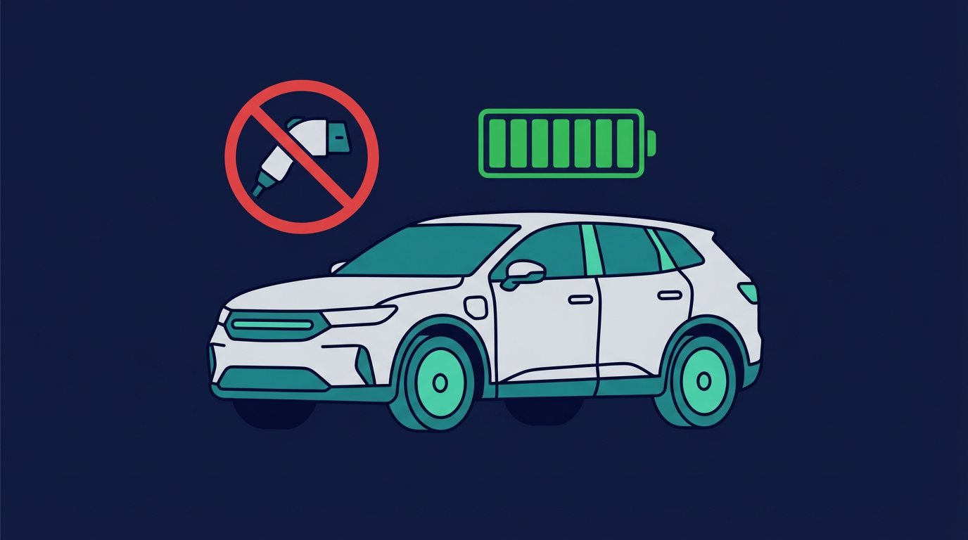 EV parked freely with no charging plug needed